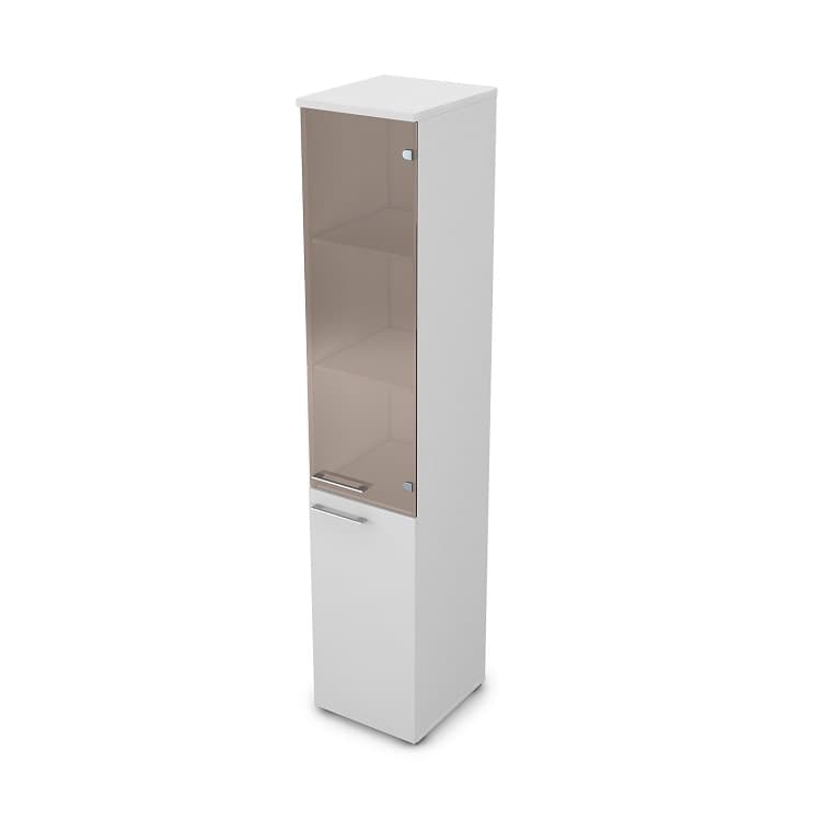 Шкаф пенал АЛСАВ Gloss line 9НП.005.12 белый премиум/металл глянец