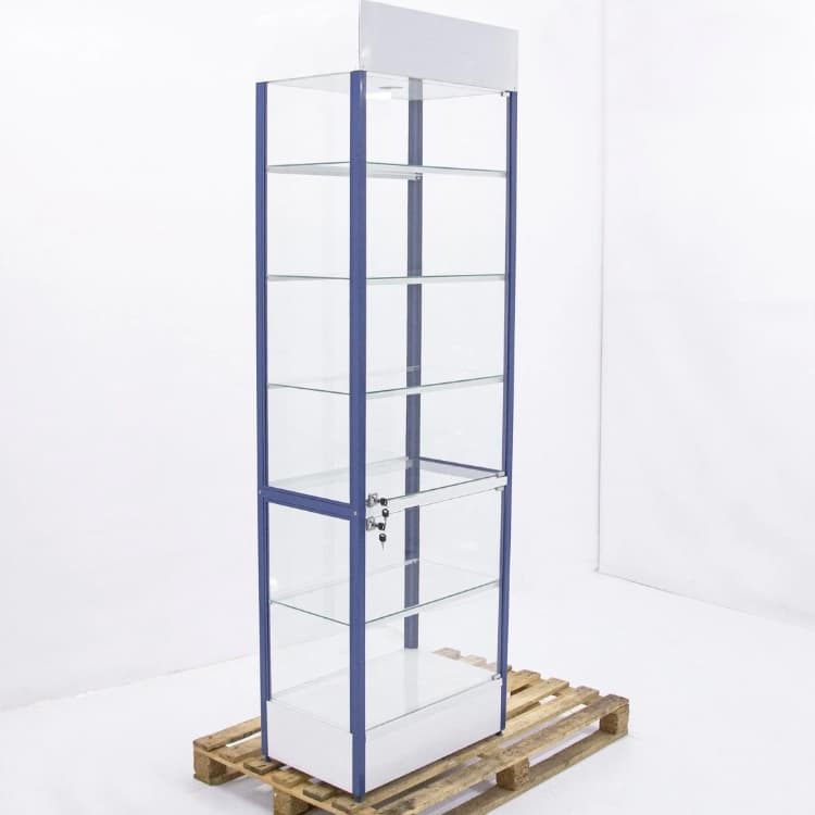 Шкаф-витрина остеклённая Русь ВС/ст.синие 650х400х2120 арт. УТ-00090063 (Восстановленное 1 шт)
