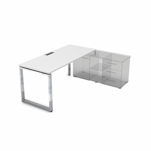 Стол рабочий, прямолинейный, правый АЛСАВ Gloss line НСТП-О.974 белый премиум/металл глянец