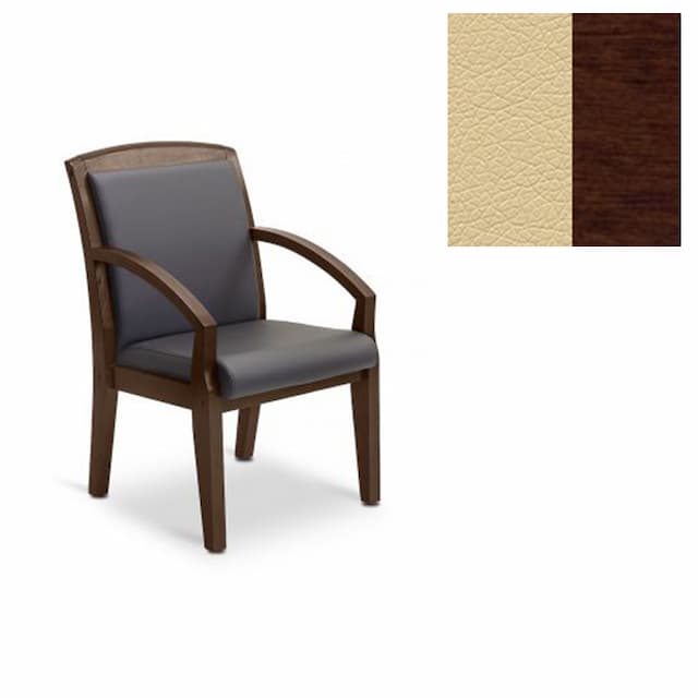 Кресло Юнитекс Граф для посетителя экокожа премиум бежевая CN1123/дерево-орех гамильтон