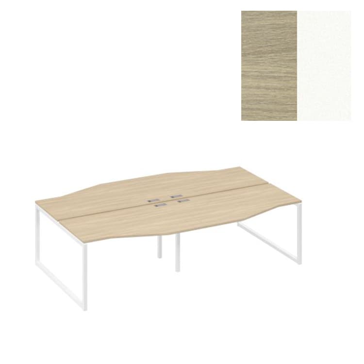 Рабочая станция Юнитекс А4 столы Техно (4х140) каркас QUATTRO А4 Б4 190-2 ДК (280x184x75) дуб скандинавский/металлокаркас белый