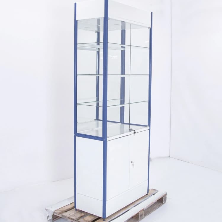 Шкаф-витрина остеклённая Русь ВД/ст.синие 850х400х2110 арт. УТ-00090057 (Восстановленное 1 шт)