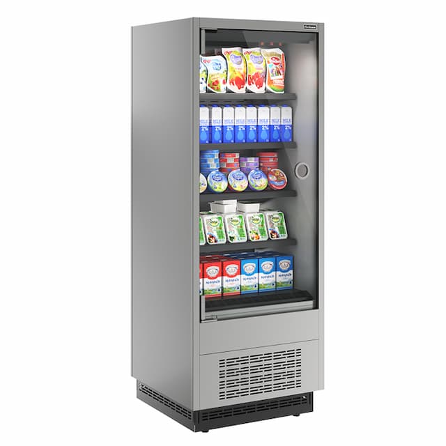 Витрина холодильная Carboma FC20-07 VM 0,7-1 0030 боковина металлическая с зеркалом (9006-9005) Cube 2 LIGHT фронт X0