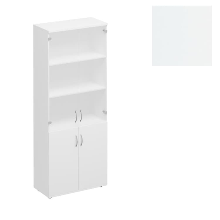 Шкаф для документов со стеклом Юнитекс Комфорт К.379 БП (80x38x200) белый премиум