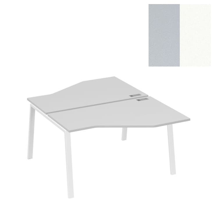 Рабочая станция Юнитекс А4 (2х140) каркас TRE со столами Техно А4 Б3 187 СЕ (140x184x75) серый/металлокаркас белый