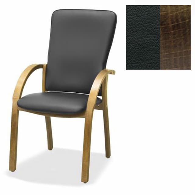 Стул Юнитекс Джуно комфорт экокожа премиум черная CN1114/дерево-тёмный орех аида