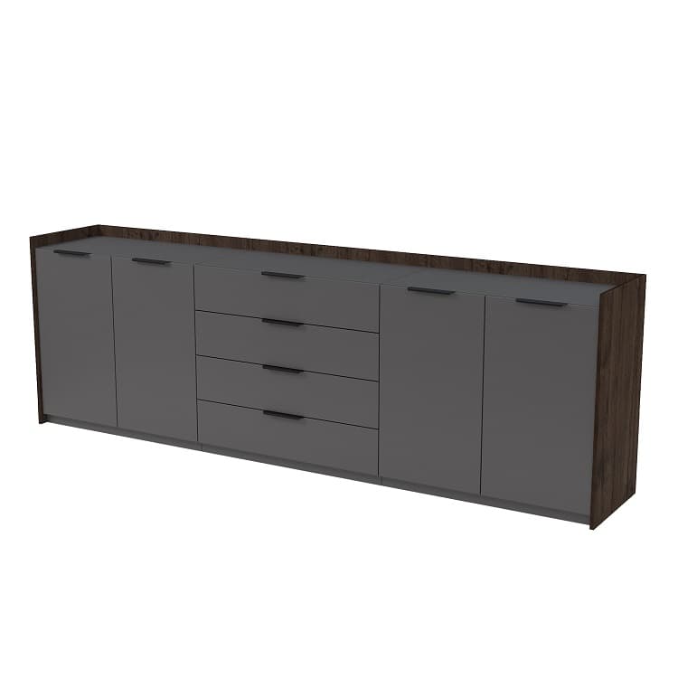 Тумба трехсоставная с ящиками Алсав MAGNETIC 15ТТС.804 (2636х460х860) брауни/graphit