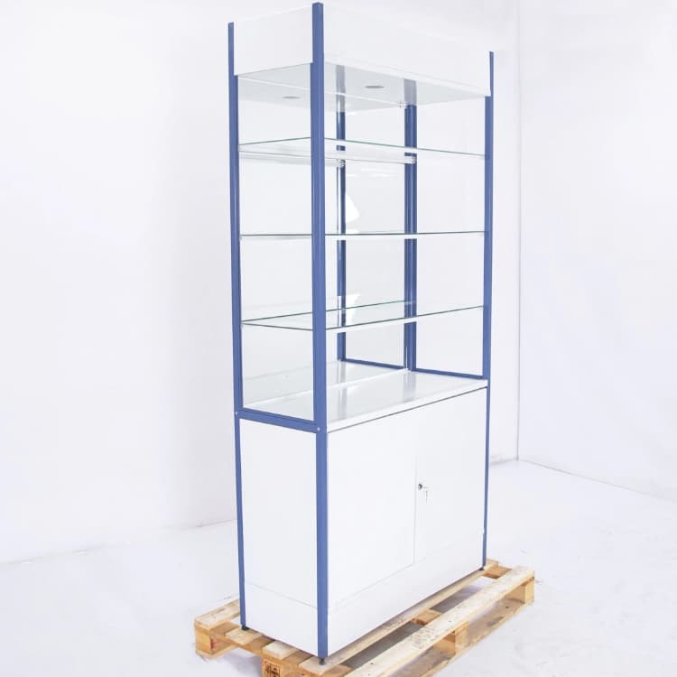 Шкаф-витрина остеклённая Русь ВД/ст.синие 1050х400х2120 арт. УТ-00090058 (Восстановленное 1 шт)
