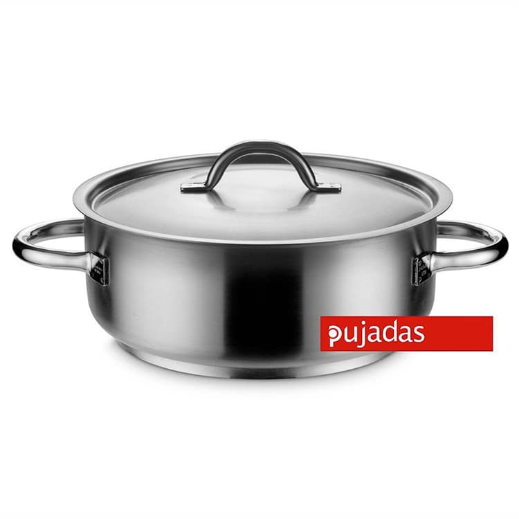 Кастрюля 4,3 л, 24х9,5 см низкая с крышкой нерж. 18/10, Pujadas, арт. 85100040