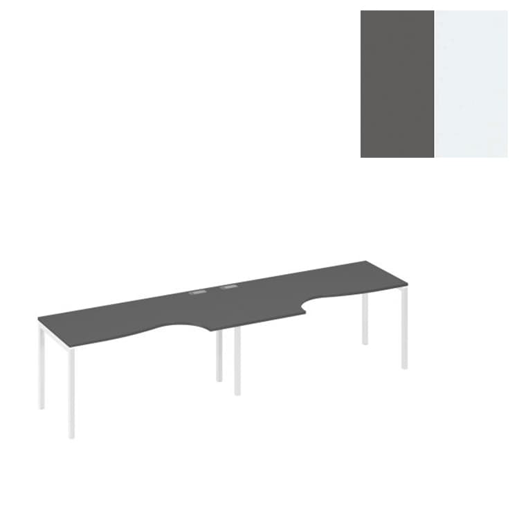 Рабочая станция Юнитекс А4 столы Классика эргономичные каркас DUE (2х160) А4 Б2 045-2 АР (320x90x75) антрацит премиум/металлокаркас белый