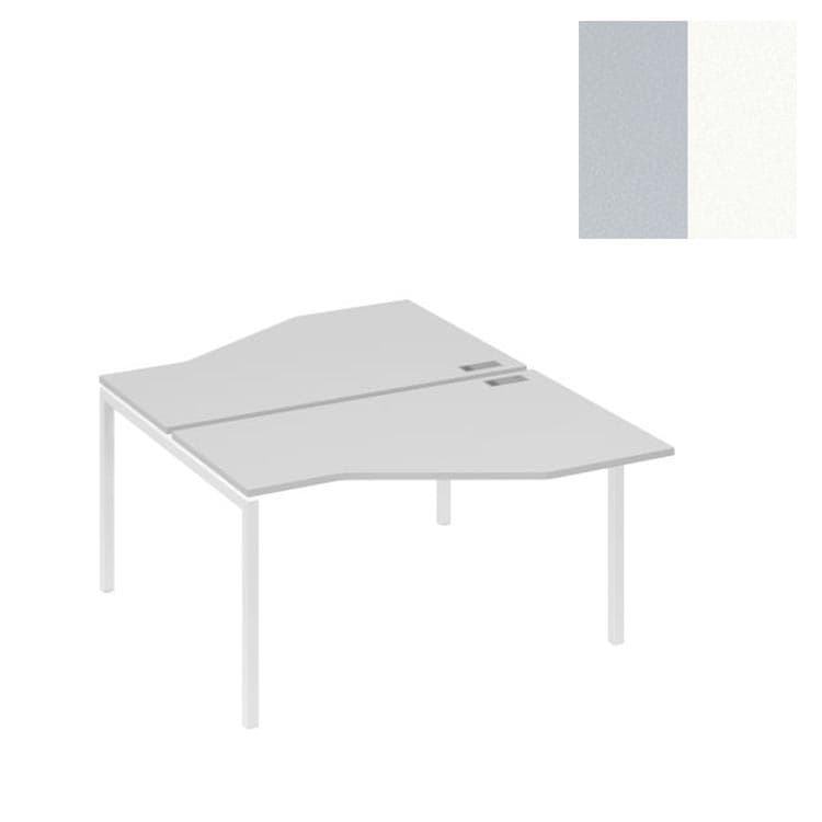 Рабочая станция Юнитекс А4 (2х140) со столами Техно каркас DUE А4 Б2 187 СЕ (140x184x75) серый/металлокаркас белый