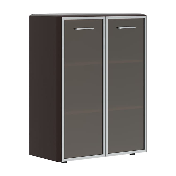 Шкаф средний со стеклянными дверьми в AL-рамке и обвязкой Skyland DMC 85.7 венге магия 892х450х1185 DIONI