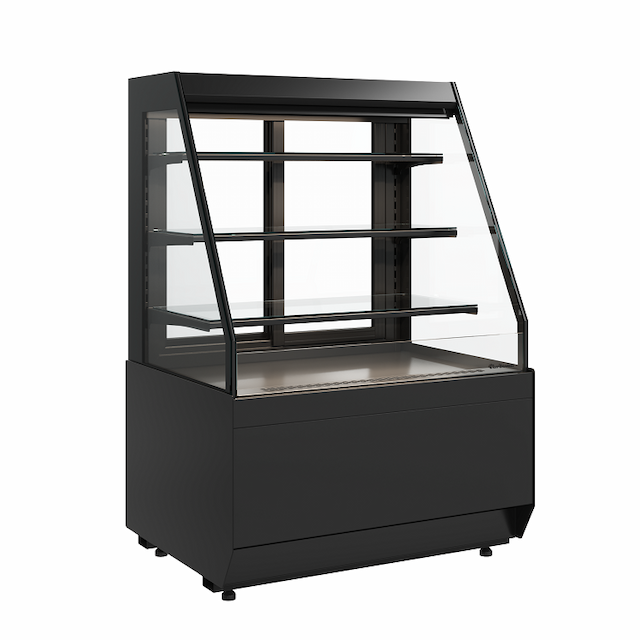 Витрина холодильная Carboma CUBE 2 KC70 VM 1,3-2 STANDARD открытая скошенная боковина (версия 2.0) (9005)