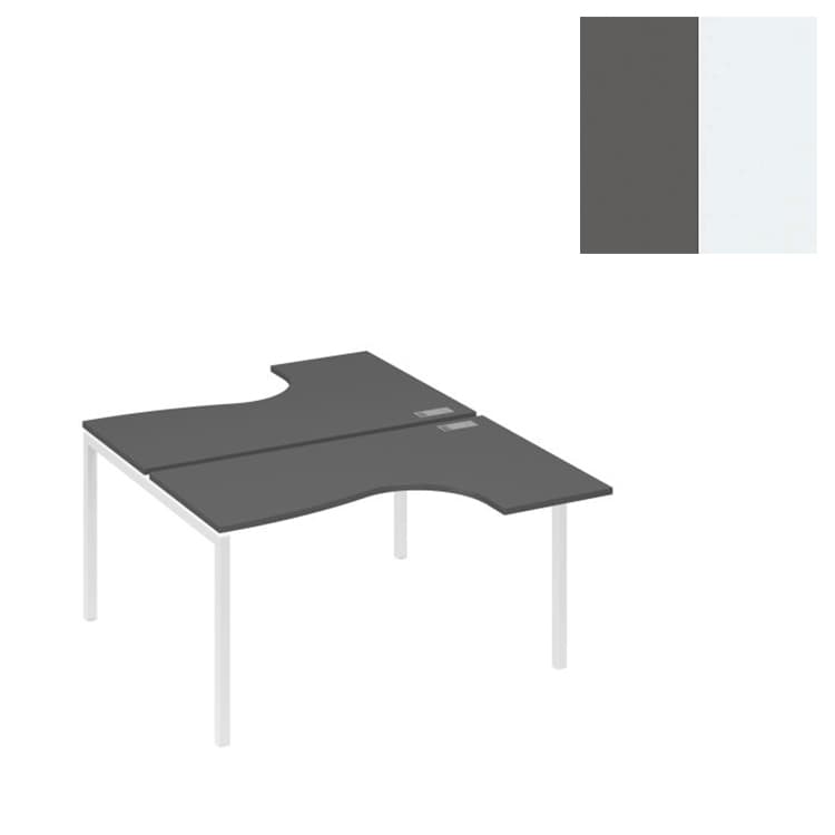 Станция Юнитекс А4 каркас DUE столы (2х140) Классика А4 Б2 181 АР (140x184x75) антрацит премиум/металлокаркас белый