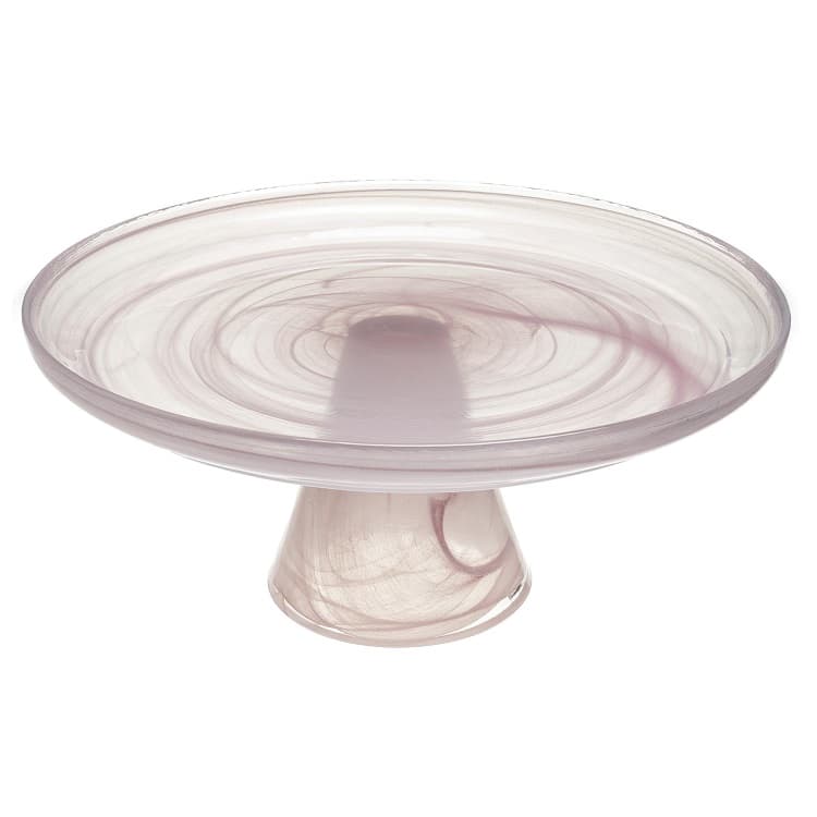 Блюдо для торта на ножке ARDACAM Leona ARD 1474F(2472).3 d 21 см h 9,5 см (стекло, цвет / декор бело-розовый)