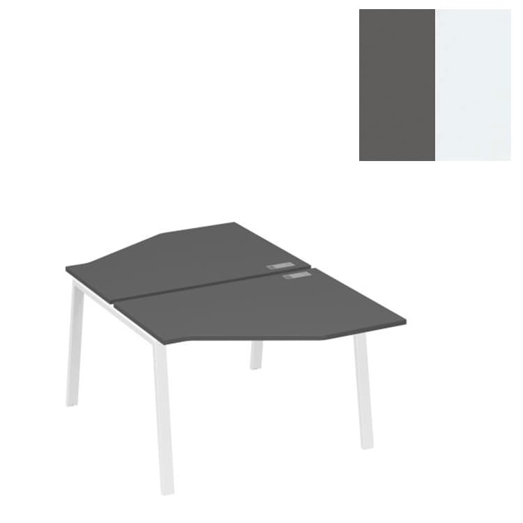 Рабочая станция Юнитекс А4 TRE (2х120) со столами Техно А4 Б3 186 АР (120x184x75) антрацит премиум/металлокаркас белый
