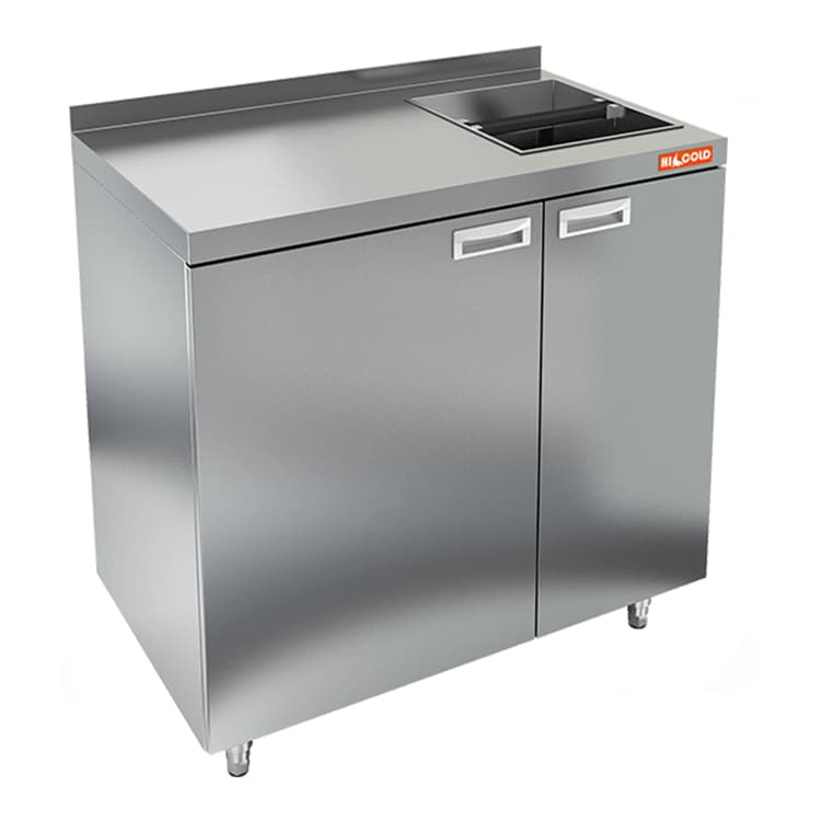 Стол для кофемашин с отверстием и бортом Hicold НБМКМО-8/5Б